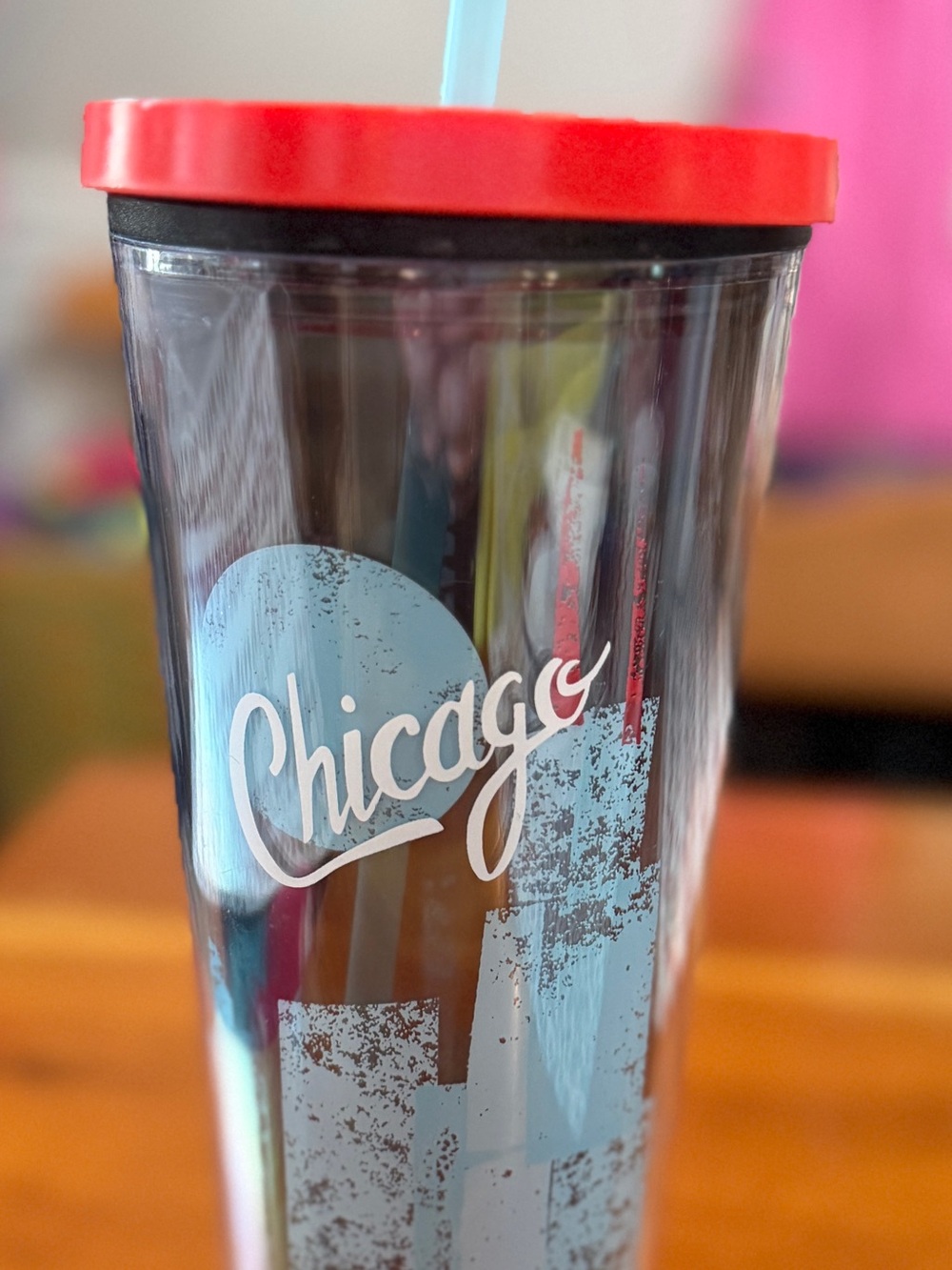 Starbucks Chicago Clear Tumbler with Blue Lid
